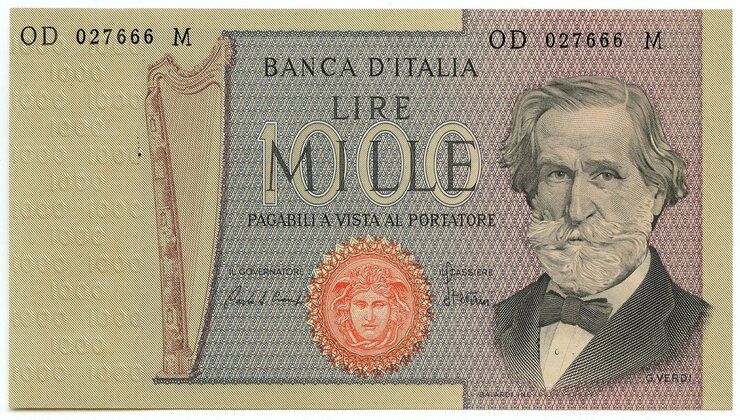 Valore Mille lire Giuseppe Verdi