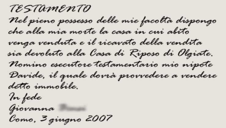 Testamento eredità