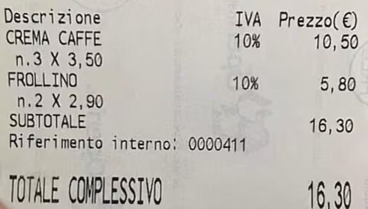 Lo scontrino incriminato